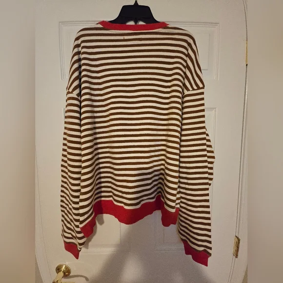 Free People Brown and Red Striped Sweatshirt - Picture 2 of 3